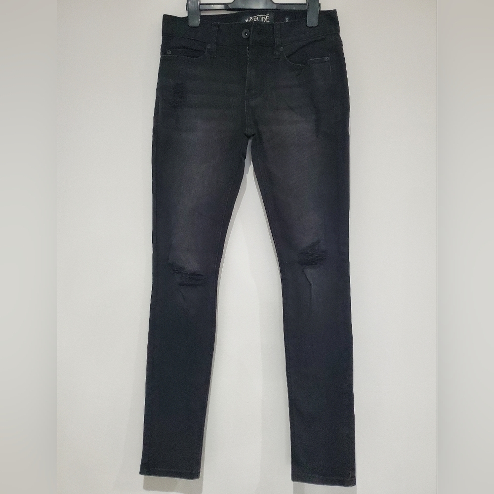 HOT TOPIC - RUDE Black skinny distressed jean SIZE 28 - Picture 2 of 9